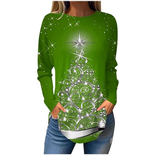 Black of Friday Deals My Orders Womens Christmas Tree Graphic Shirt Casual Long Sleeve Plus Size Tops Xmas Crew Neck Sweatshirt Holiday Going Out Blouse Deals Under 10 Dollars Amazon Essentials