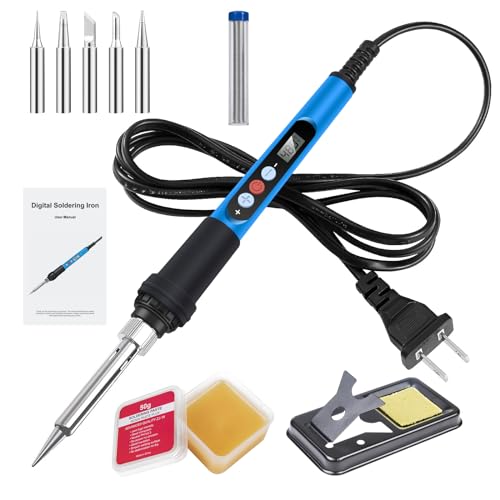 ANBES Soldering Iron Kit, 90W 110V Fast Heat up LCD Digital Soldering Gun kit with Ceramic Heater, 10 in 1 Adjustable Temperature Soldering Kit with Automatic Sleep Mode