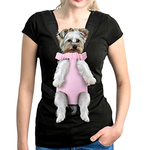 YUDODO Pet Dog Carrier Backpack Adjustable Dog Front Carrier, Legs Out Easy-Fit Dog Travel Backpack Carrier for Hiking Camping for Small Medium Dogs Cats and Rabbits (Small, Pink)