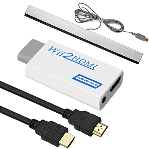 CUDCAY 3 in 1 Wii HDMI Adapter Wii to HDMI Adapter for Smart TV + Wii Sensor Bar Wired Motion Sensor Bar + 5ft High Speed HDMI Cable Compatible with Nintendo Wii