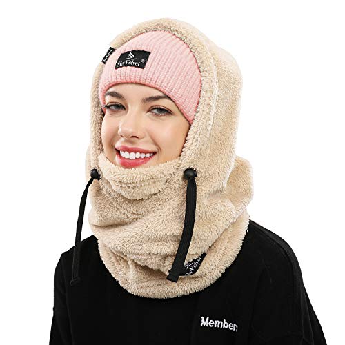 Shy Velvet Balaclava Wind-Resistant Winter Face Mask,Fleece Ski Mask for Men and Women,Warm Face Cover Hat Cap Scarf