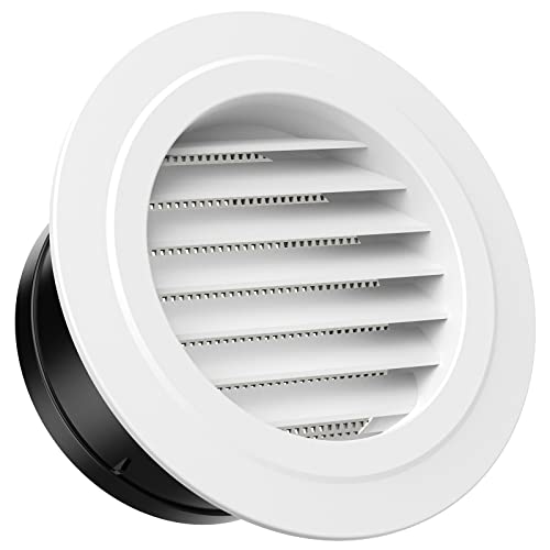 Hon&Guan 6'' Soffit Vent Exhaust Vent, 6 Inch Round Air Vent Dryer Vent Soffit with Built-in a Fly Screen for Bathroom Office Home(150mm）