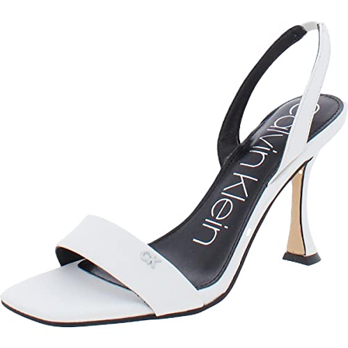 Calvin Klein Women's BYRONA Heeled Sandal, White 140, 8
