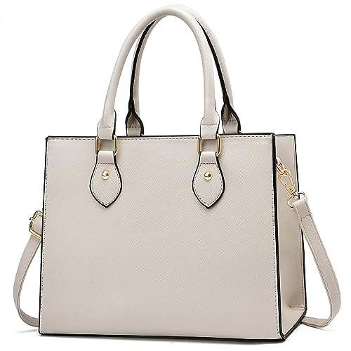 CHICAROUSAL Crossbody Purses and Handbags for Women PU Leather Tote Top Handle Satchel Shoulder Bags (Cream Grey)