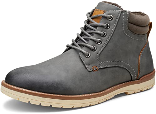 Vostey Men's Boots Snow Boots for Men Hiking Boots Casual Winter Boots(BMY673 grey cotton size 10.5)