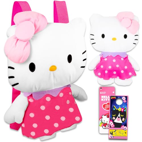 Hello Kitty Plush Doll for Girls Set - Bundle with Hello Kitty Plushie with Adjustable Straps Plus Hello Kitty Stickers and More | Hello Kitty Gifts