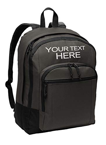 Personalized Customized Basic Classic Dark Charcoal College Backpacks - Add Your Embroidered Name