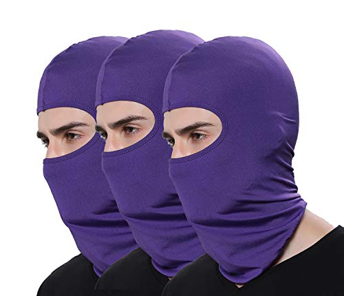 Pack of 3 Winter Thin Purple Ski Mask Women Camouflage Sun Balaclava Full Face Masks for Outdoor Sport Airsoft Paintball, Skiing, Hunting, Shooting,Running