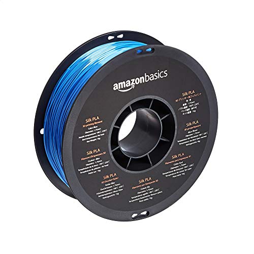 Amazon Basics SILK PLA 3D Printer Filament, 1.75 millimeters, 1 kg Spool (2.2 lbs), Blue