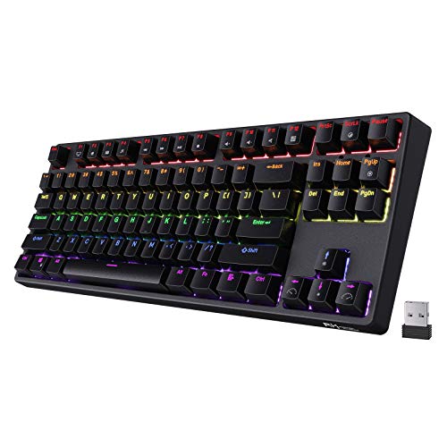 RK ROYAL KLUDGE RK87 Sink87G RGB Wireless TKL Mechanical Gaming Keyboard, 87 Keys No Numpad Tenkeyless Compact 2.4G Wireless Keyboard with Tactile Brown Switches, Exceptional Macro Settings