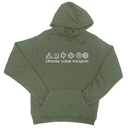Choose Your Weapon DND Dice Pullover Hoodie Dungeons and Dragons Military Green XL