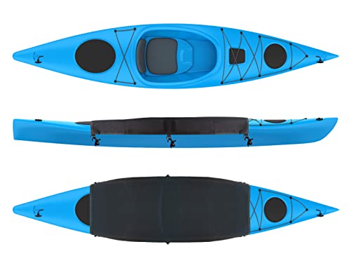 BKHdesign 900D Kayak Cover - Thicker, Durable, Black, Waterproof Cockpit Cover for Outdoor Storage and Transport - Complete with 2 Distress Whistles
