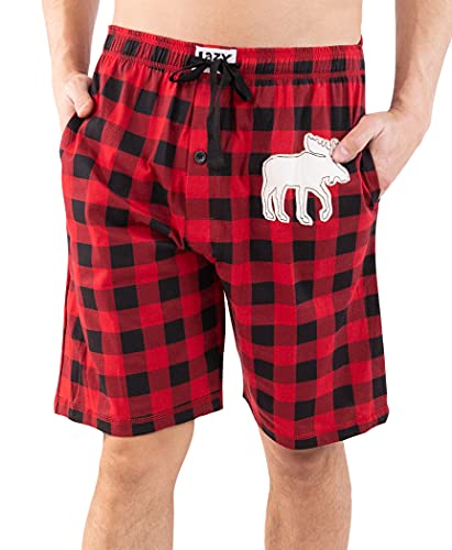 Lazy One Pajama Shorts for Men, Men's Pajama Bottoms, Sleepwear, Animal (Moose Plaid, X-Large)