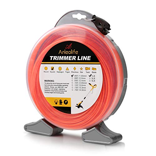 A ANLEOLIFE 1-Pound Commercial Square .065-Inch-by-370-ft String Trimmer Line Donut,with Bonus Line Cutter, Orange