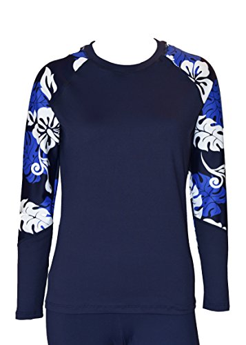 Private Island Women UPF 50+ Swimsuit Long Sleeve Top T Shirt Rash Guard Workout (3XL, NwBW-RSRGT)