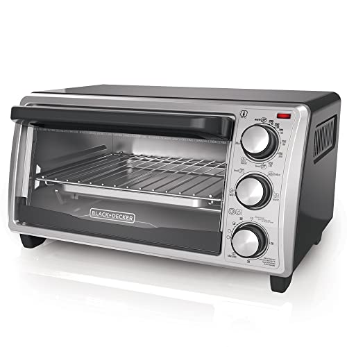 BLACK+DECKER 4-Slice Toaster Oven, Even Toast Technology, Fits a 9' Pizza, Black
