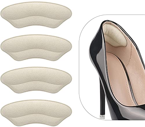 Heel Grips Liner Cushions Inserts for Loose Shoes, Heel Pads Snugs for Shoe Too Big Men Women, Filler Improved Shoe Fit and Comfort, Prevent Heel Slip and Blister (4 Pairs) (Pale Apricot)