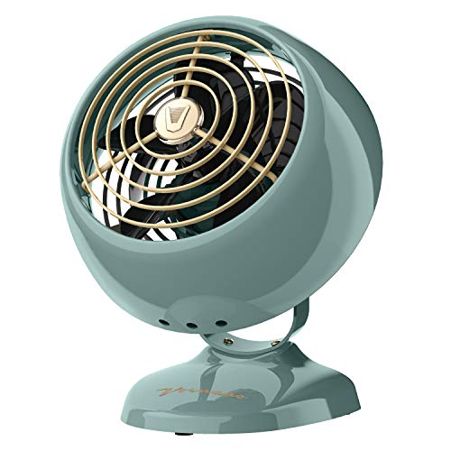 Vornado VFAN Mini Classic Vintage Fan | Retro Metal Air Circulator with Original Base for Desk & Bedside | 2 Speeds, Adjustable Tilt | Green