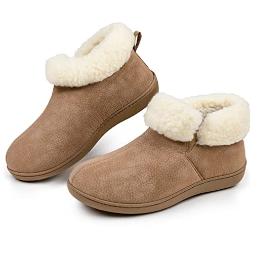 RockDove Women's Sierra Faux Leather Bootie Slipper, Size 9 US Women, Beige