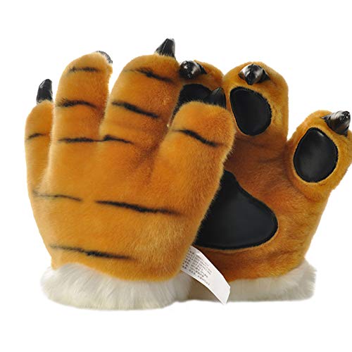 LANFIRE Animal Paw Claw Hand Gloves Tiger Paw Gloves Leopard claw dinosaur claw bear claw Gloves (Yellow(tiger))