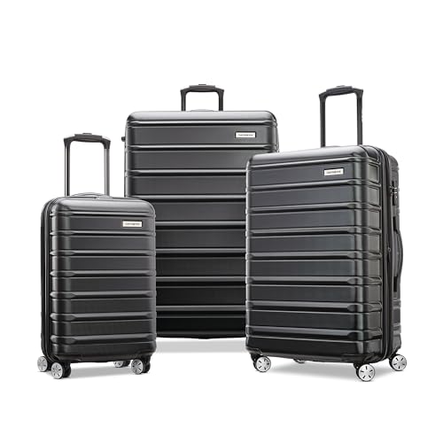Samsonite Omni 2 Hardside Expandable Luggage with Spinners, Midnight Black, 3-Piece Set (CO/MED/LG)