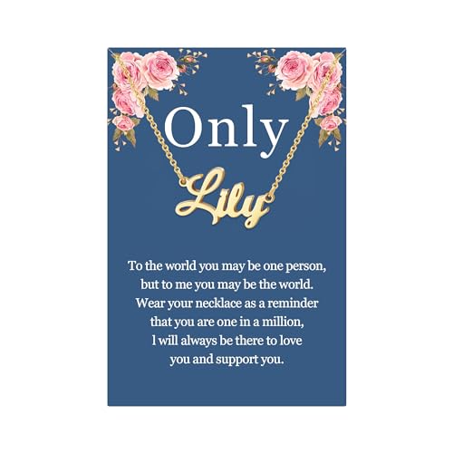 SANNYRA Lily Name Necklace Personalized 18K Real Gold Plated Customized Nameplate Necklace Jewelry Gifts for Women Girls