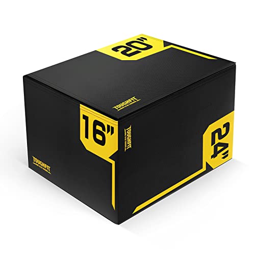 ToughFit Plyo Box - 3 in 1 Foam Plyometric Box - Jump Box for MMA, Crossfit - Adjustment Height Plyometric Jump Box for Home Gym - PVC Cover Platform & High-Density Workout Box (Medium - 24'x20'x16')