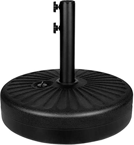 Simple Deluxe LGBRLABASEROUNDV1 Stand with Steel Umbrella Holder, Water or Sand Fillable for Outdoor, Lawn, Garden, 50lbs Weight Capacity, Black-Round New