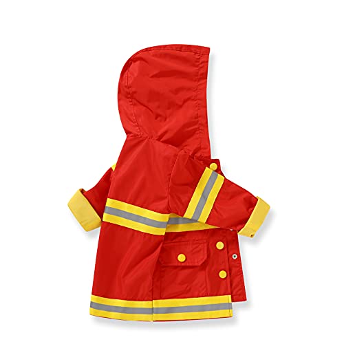 YOUNGER TREE Toddler Baby Boy Girl Firefighter Raincoat Cute Cartoon Hoodie Zipper Coat Outfit (Red, 5T)