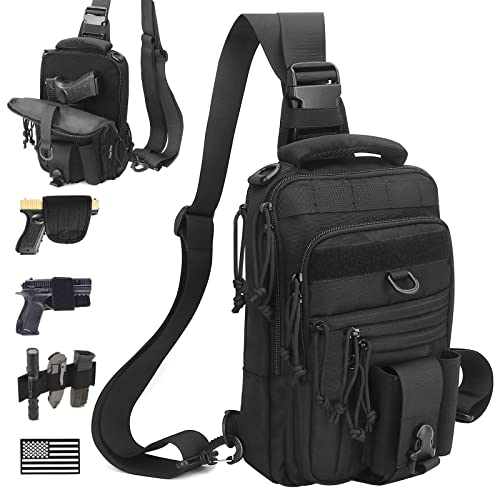 DegeTMVe Dual Pistol Holster Chest Bag Concealed Carry Sling Crossbody Tactical Gun Convertible Backpack Shooting Hunting