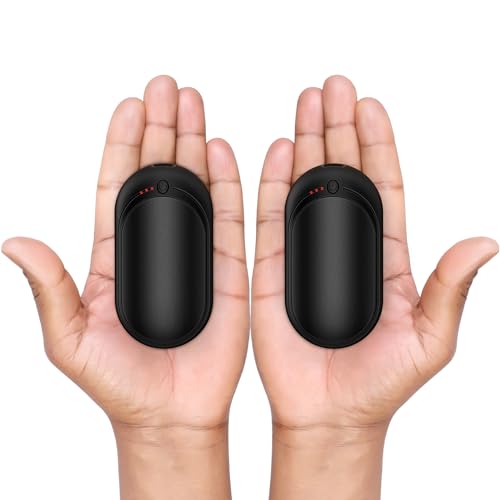 BUG HULL Hand Warmers Rechargeable 2 Pack, 16 Hours Heating Electric Portable Pocket Hand Warmer, 2 in 1 Reusable Handwarmer for Camping, Hunting, Golf, Gifts for Women Men Kids (Black)