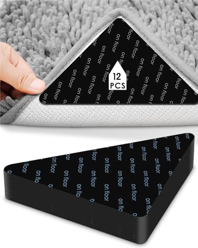 JYCONVSTO97 Rug Pads Grippers，Non Slip Rug Pads，Reusable and Washable Rug Pad Gripper for Area Rugs,Carpet Pads Rug Corner(12PCS)