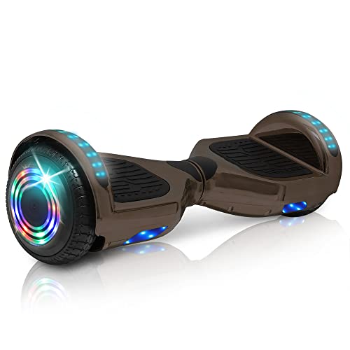 Wilibl Hoverboard for Kids Ages 6-12 Electric Self Balancing Scooter with Built in Speaker 6.5' Wheels LED Lights Hover Board Safety Certified (Chrome Black)