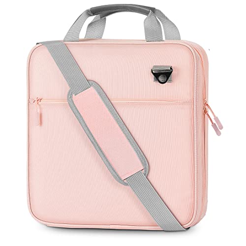 MoKo Zipper Binder, 3 Ring 2 inch Binder with Zipper,500 Sheet Capacity Multi-Pocket School Binder for Middle School, Handle and Shoulder Strap Included, Pink & Gray