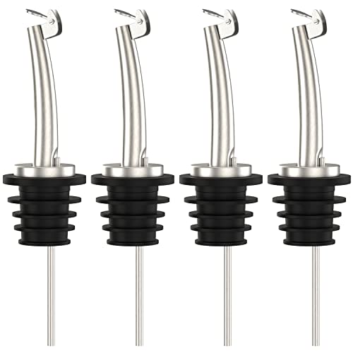 4 Pcs Oil Spout Liquor Pourers Bottle Spout Speed Pourer Olive Oil and Vinegar Stopper Spout for About 3/4' Bottle Mouth, with Flip Top
