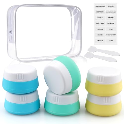 Kitchen GIMS Travel Containers for Toiletries 6 Pack 20ml TSA Approved Travel Size Containers Silicone Travel Jars with Lids Leak-proof Travel Accessories for Cosmetic Makeup Cream