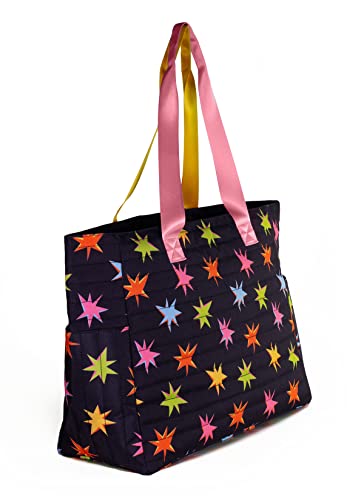 ban.do Go-Go Work Computer Bag, Large Tote Bag Holds 17 Inch Laptop, Quilted Shoulder Purse, Stardust