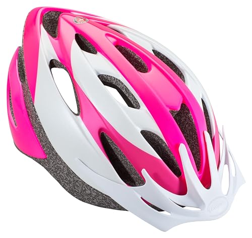 Schwinn Thrasher Adult Bike Helmet, Ages 14 and Up with Suggested Fit 58 to 62cm, Non-Lighted, Lightweight with Adjustable Side and Chin Straps, Pink/White