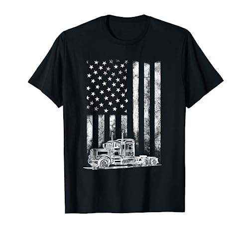 Truck Driver American Flag Trucker Vintage Men Women Gift T-Shirt