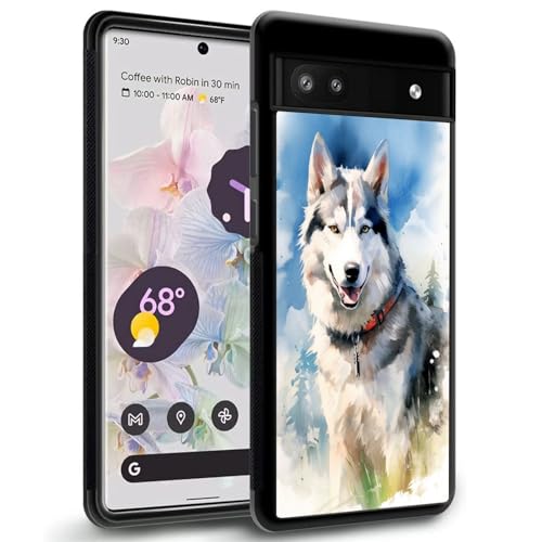 DAFEI Phone Case Compatible with Google Pixel 6a Siberian Husky Dog-aa26 Black Frame Shockproof and Slim Rubber TPU Material with Uniqe Design