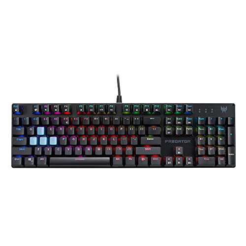 Acer Predator Aethon 303 Wired Gaming Keyboard - Kailh Blue Mechanical Switches | RGB Illuminated Keyboard | 12 Backlight Effects | 5 Pre-Set Gaming Modes & 3 Sidelight Effects | 100% Anti-Ghosting