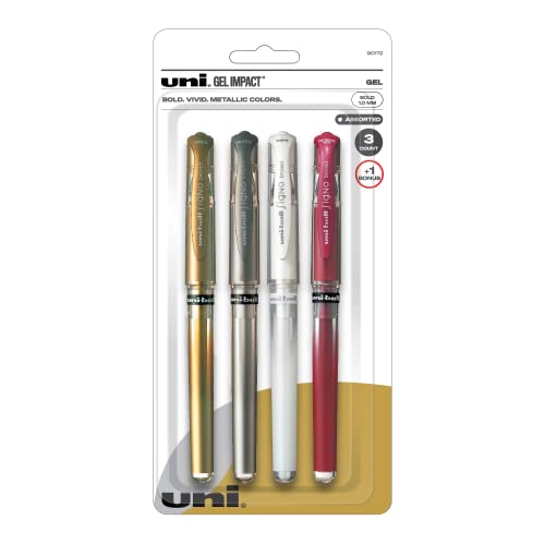 Uniball 207 Impact, 207 Signo Gel Pen, 4 Assorted Metallic Bold 1.0mm, Gel Pens, Fine Point, Smooth Writing Pens, Office Supplies by Uni-ball like Colored Pens, Ink Pens, Ballpoint Pens, Bulk Pens