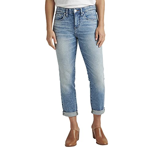 JAG Jeans Women's Petite Carter Mid Rise Girlfriend Jeans, Del Mar, 8 Petite