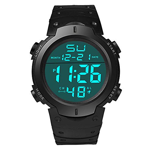 ALINKER Mens Digital Sports Watch LED Screen Large Face Military Watches Waterproof Stopwatch Luminous Alarm Army Wristwatches