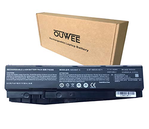 OUWEE N850BAT-6 Laptop Battery Compatible with N870HK Z6-KP Z7M-KP T58-T1 T6TI DR5 DR7 Plus K17-8U Sabre 17-W8 ST Plus Series 6-87-N850S-6E71 6-87-N850S-6U71 6-87-N850S-4U41 11.1V 62Wh 5500mAh 6-Cell