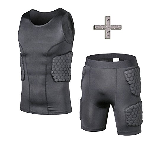 TUOY Padded Compression Shirt + Short Padded Football Shirt Rib Protector Suit