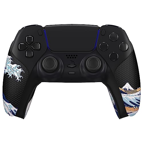 eXtremeRate PlayVital Anti-Skid Sweat-Absorbent Controller Grip for ps5 Controller, Professional Textured Soft Rubber Pads Handle Grips for ps5 Controller - The Great Wave Off Kanagawa