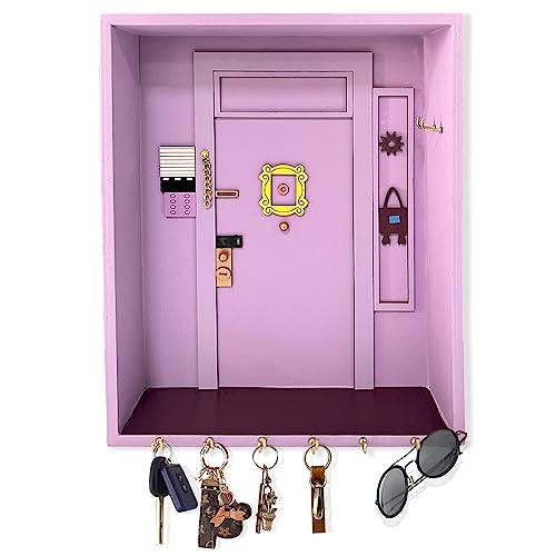 TRXYQ Funny Fans Lovers Merchandis Key Holder,Friendship Gifts,Art Key Holder,Purple Handmade Wooden Key Hooks Key Hangers for Wall Decorative,Entryway,Bathroom,Living Room Office