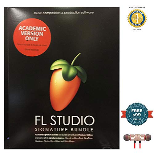 Fl Studio 20 Signature Edition Academic Student/Teacher Boxed includes Free Wireless Earbuds - Stereo Bluetooth In-ear and 1 Year Everything Music Extended Warranty