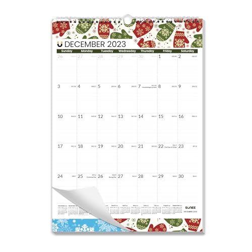 SUNEE 2024 Wall Calendar, Now to June 2025, 12' x 17', Hanging Monthly Calendar with Lines, Seasons Pattern